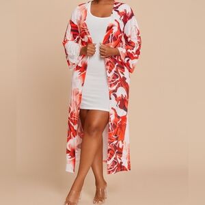 NWOT Shein Women's Tie Dye Open Front Maxi Kimono, Size S